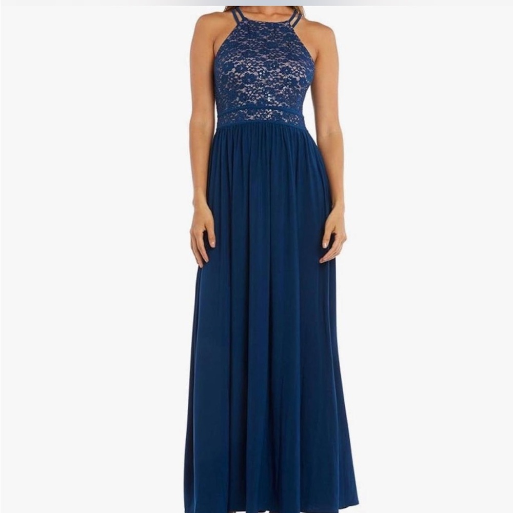 Peacock and Nude Dress - Size 4